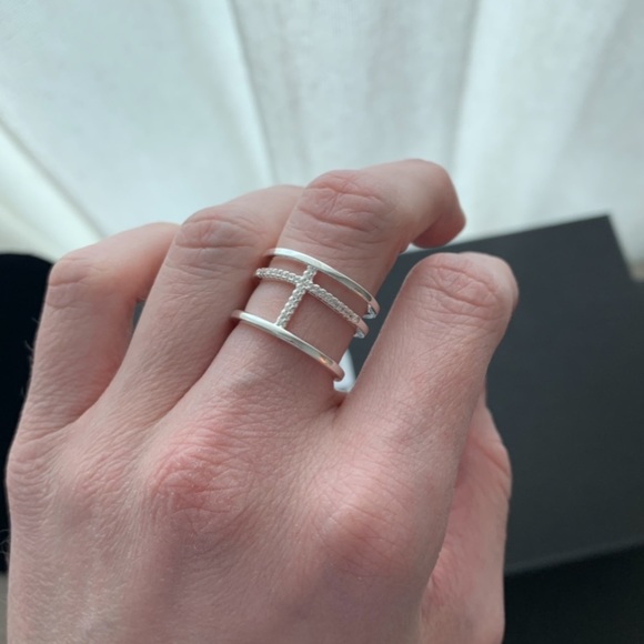 925 Sterling Silver Pave Crystal Multilayer Ring - Picture 2 of 14